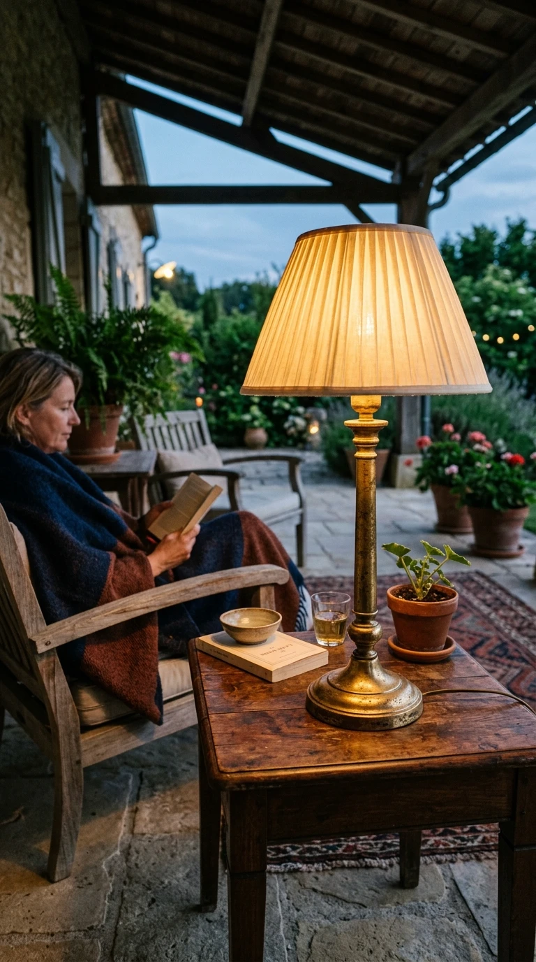Lampe à Poser à Pied en Laiton Vieilli