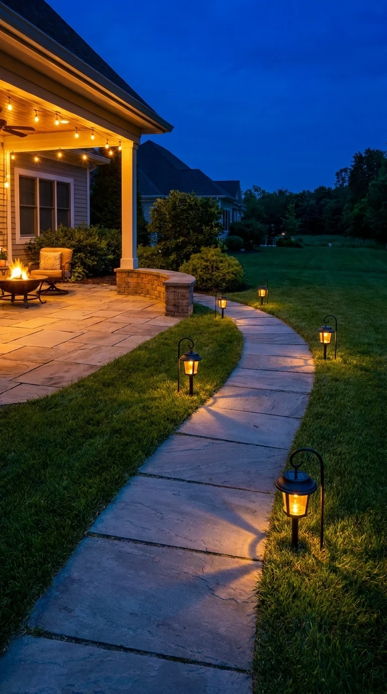 Lanternes Solaires Jalonnant le Chemin vers le Jardin