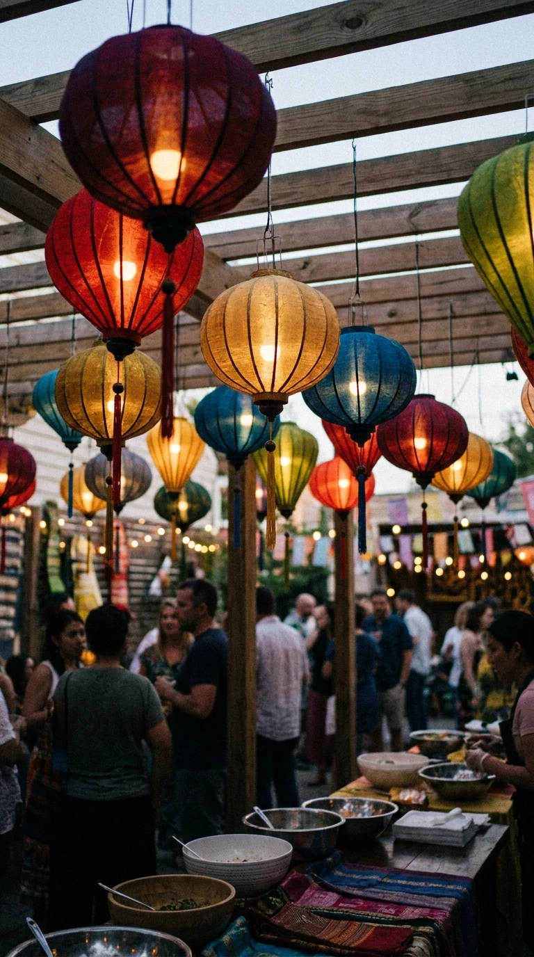 Lanternes Thaïlandaises en Soie Colorée