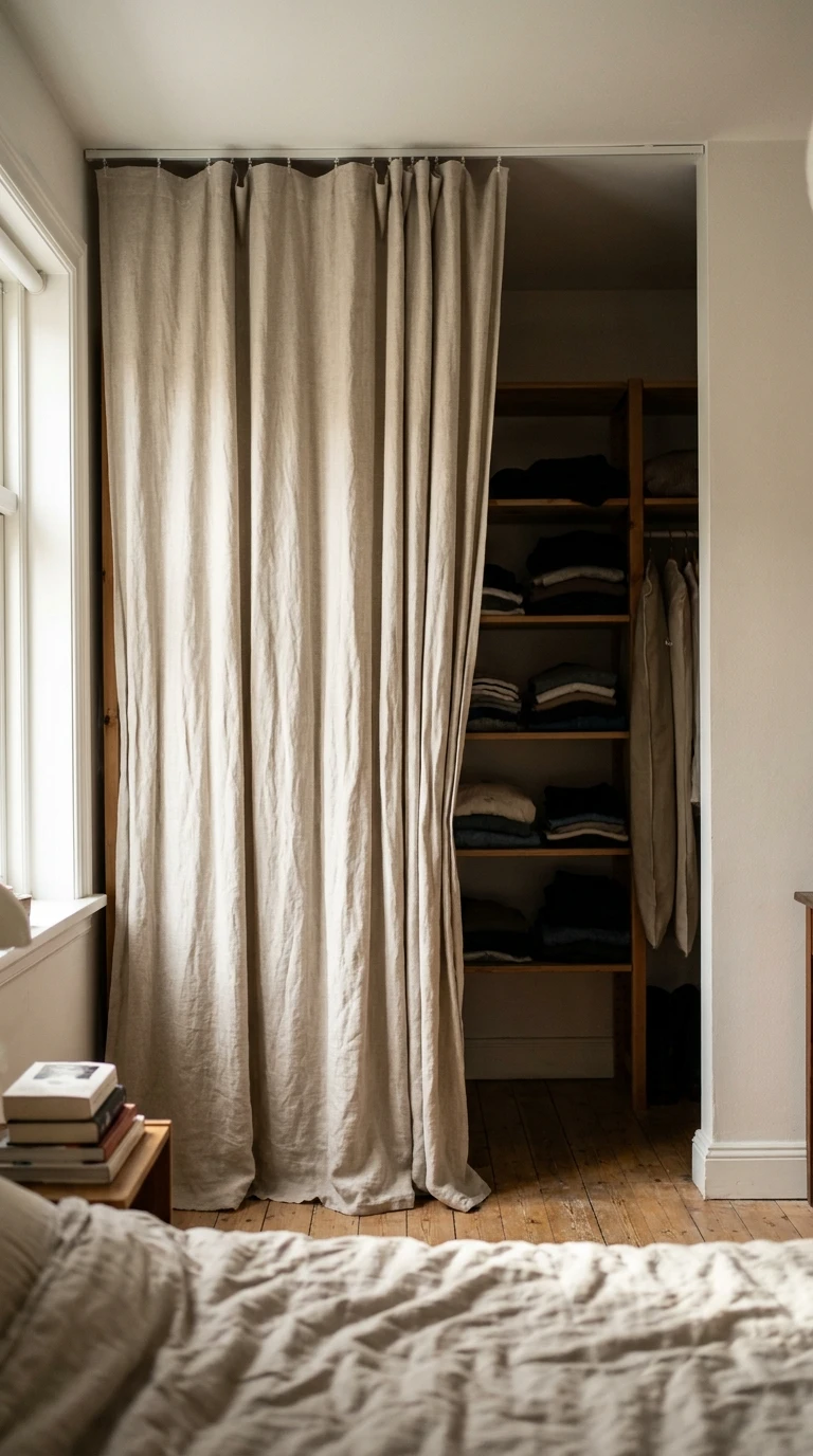 Le Dressing Caché Derrière un Rideau Élégant