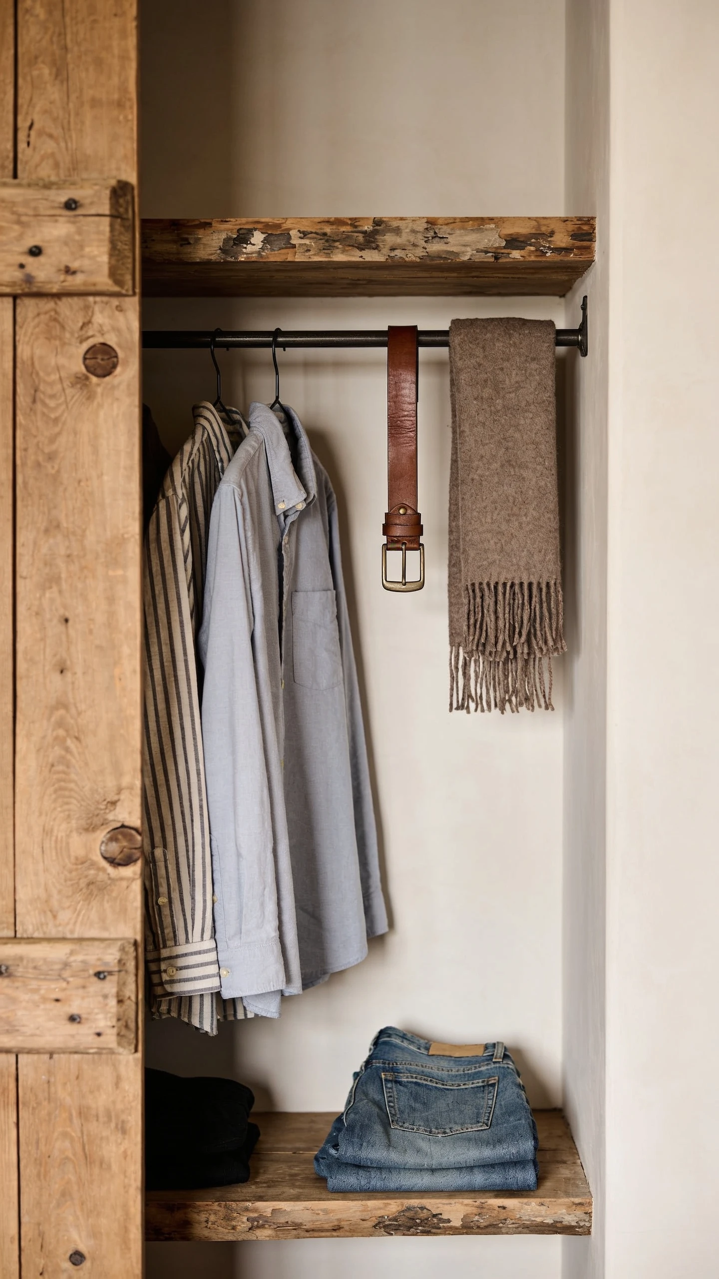 Le Dressing Ouvert en Bois de Récupération