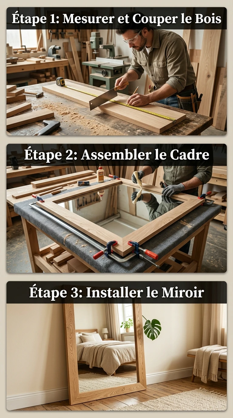 Le Miroir Encadré Bois Naturel