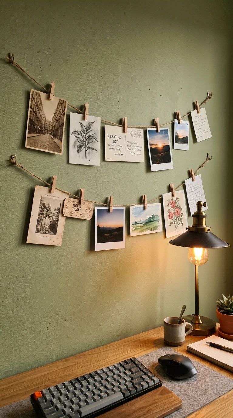 Le Moodboard avec des Pinces et du Fil
