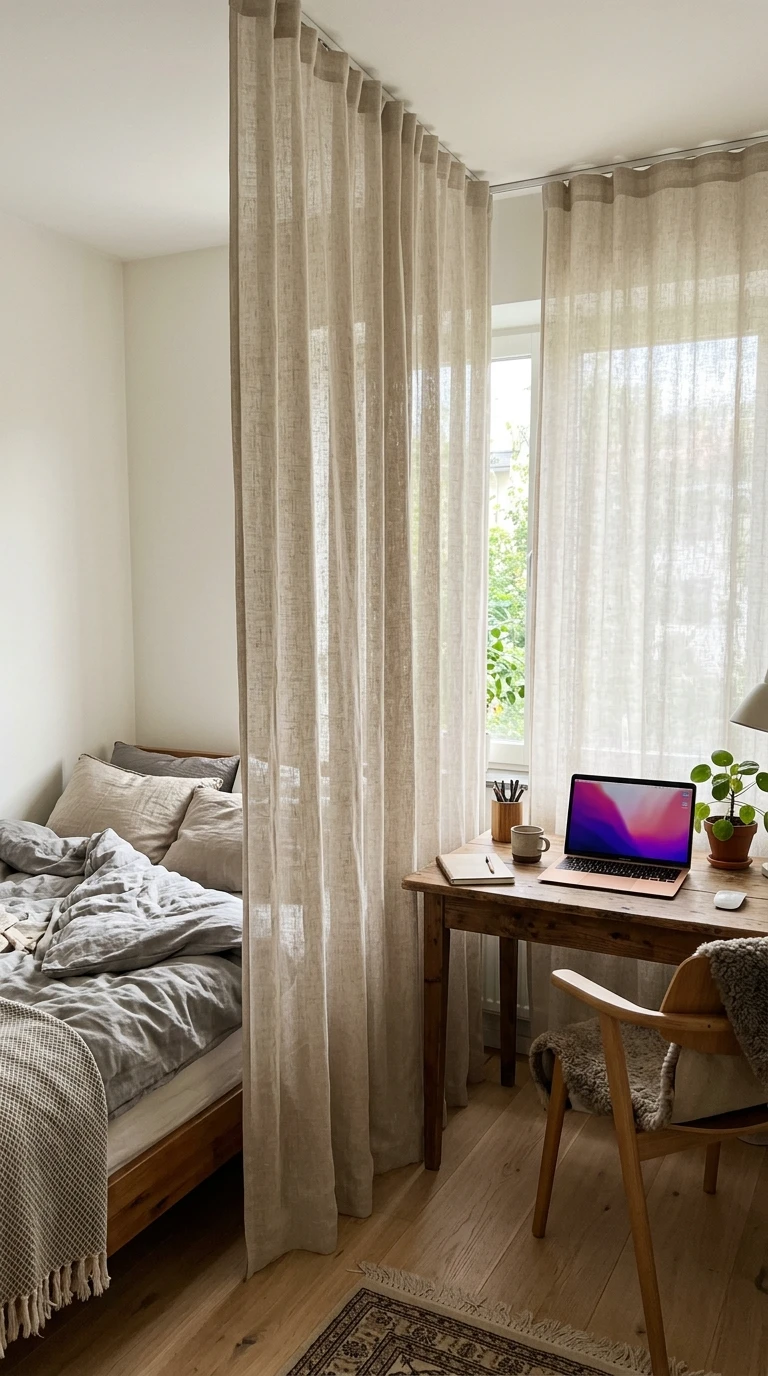 Le Rideau comme Séparation Bureau-Chambre