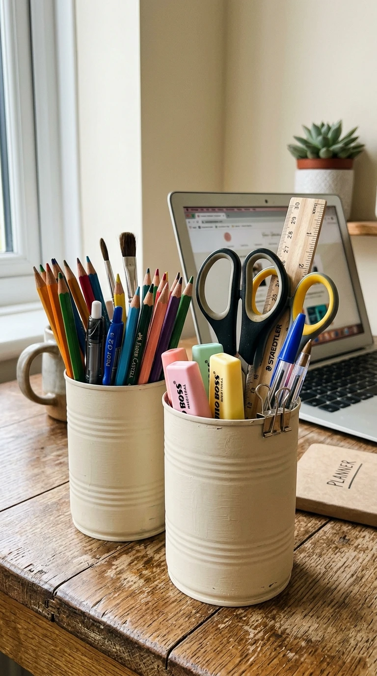 Les Pots de Conserve comme Organiseurs