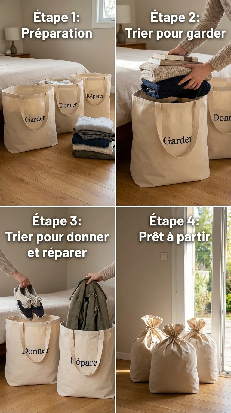 Les Trois Sacs : Garder, Donner, Réparer