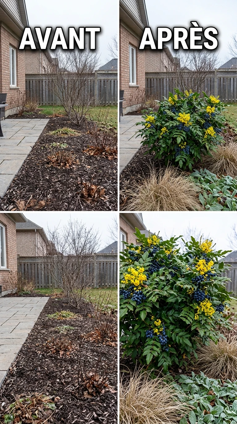 Mahonia Aquifolium - Fleurs et Baies en Hiver