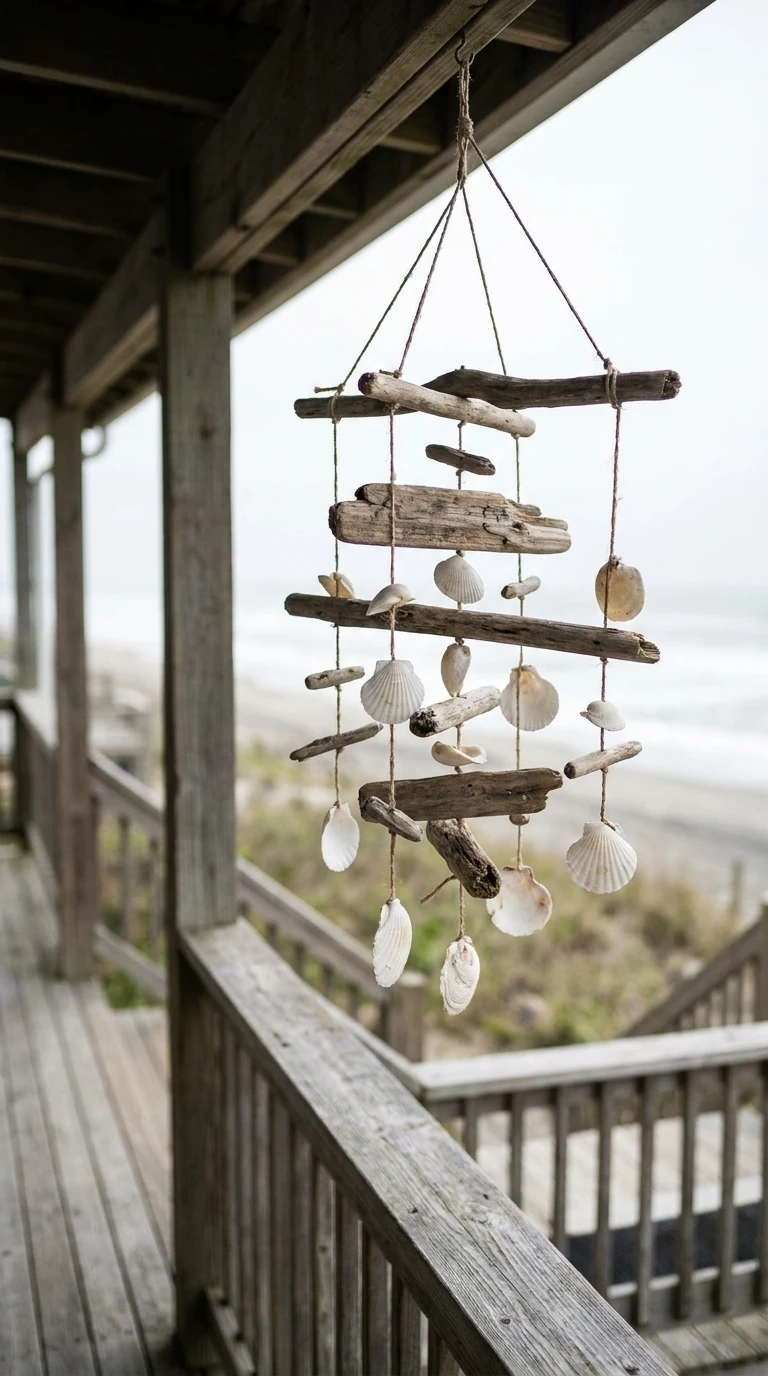 Mobile en Coquillages et Bois Flotté