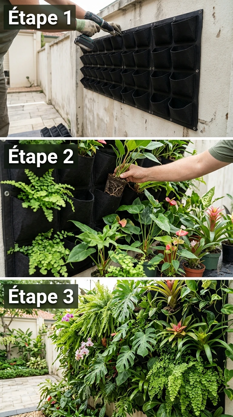 Mur Végétal avec Plantes Exotiques