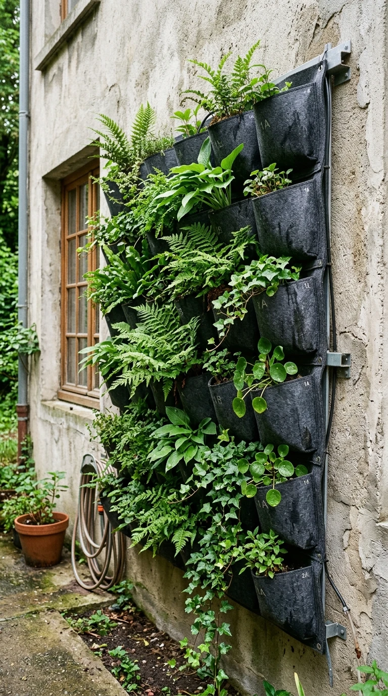 Mur Végétal Modulaire avec Poches en Feutre