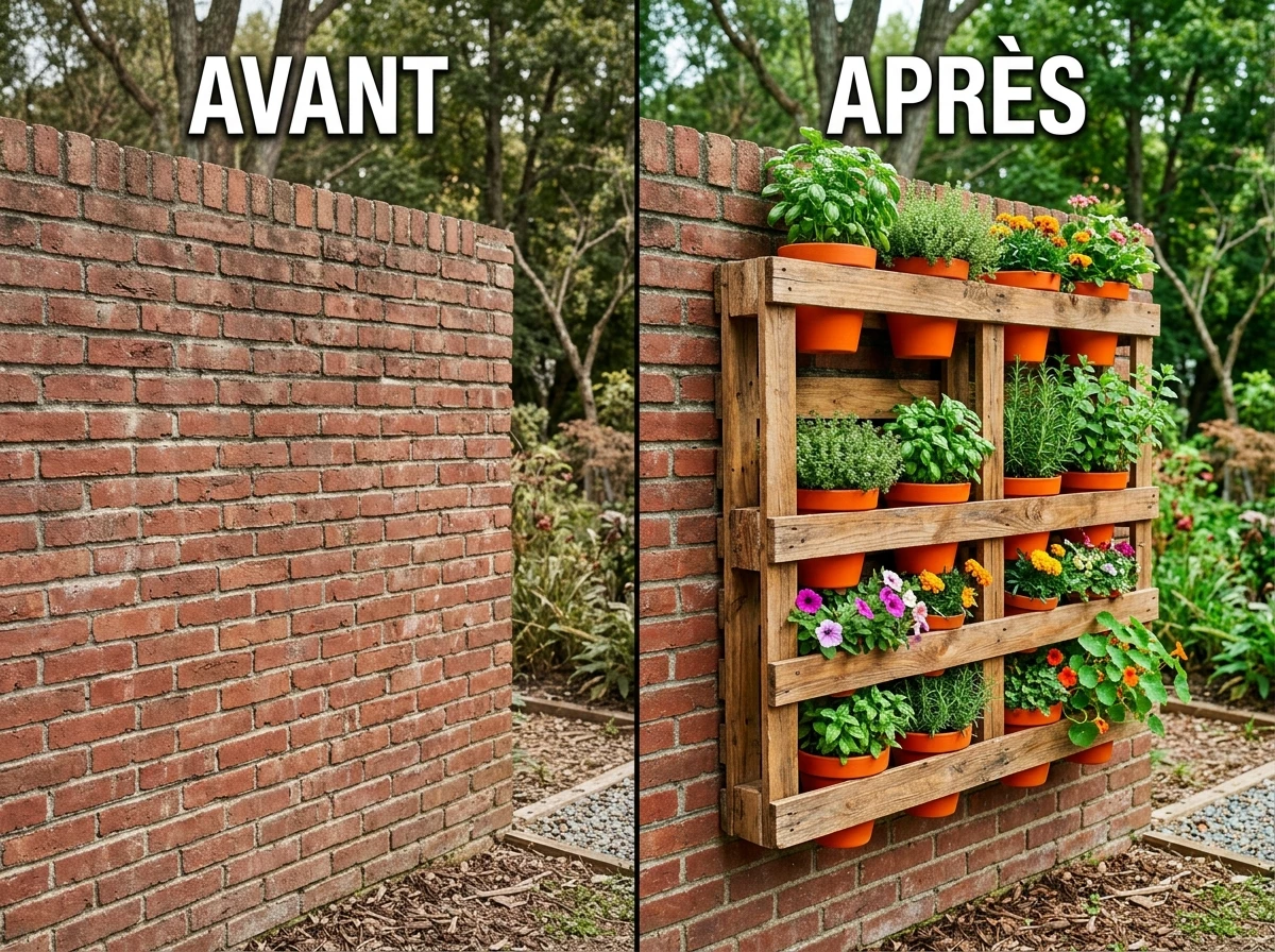Palette Recyclée Transformée en Jardinière Murale