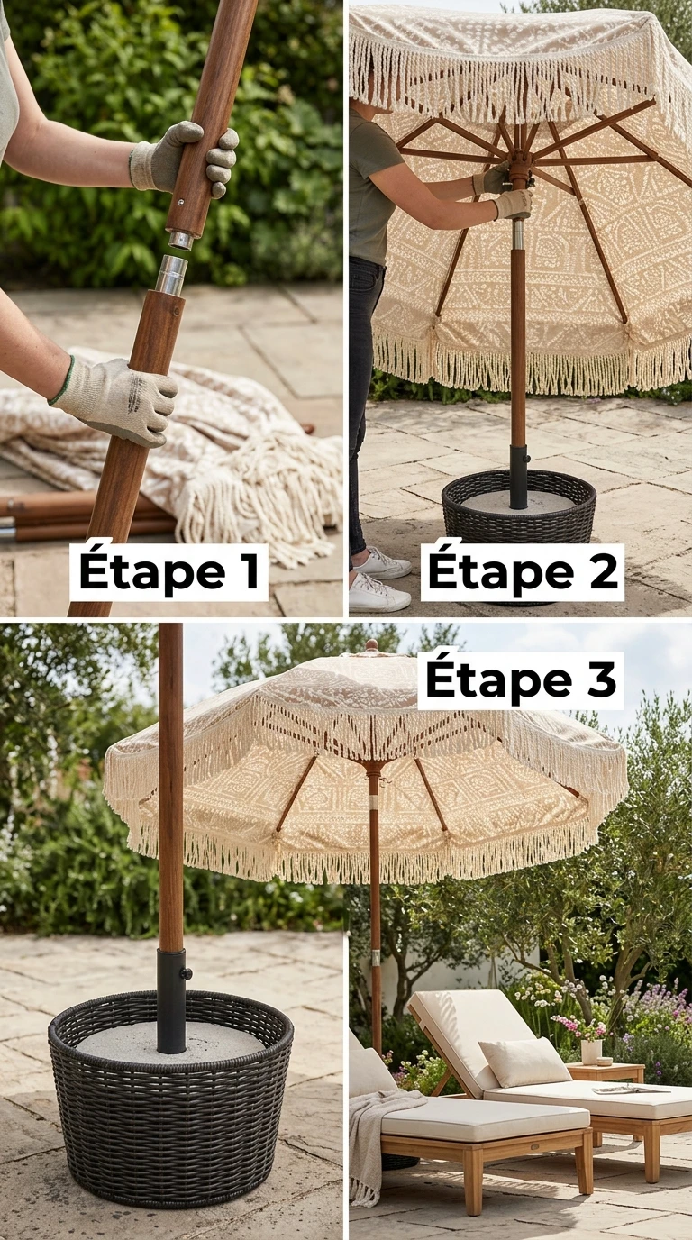 Parasol à Frange en Tissu Ethnique