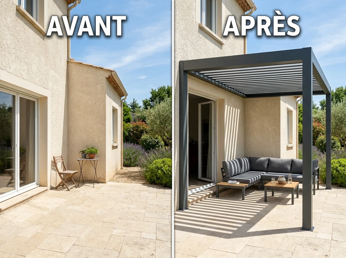 Pergola Aluminium Anthracite Lignes Droites