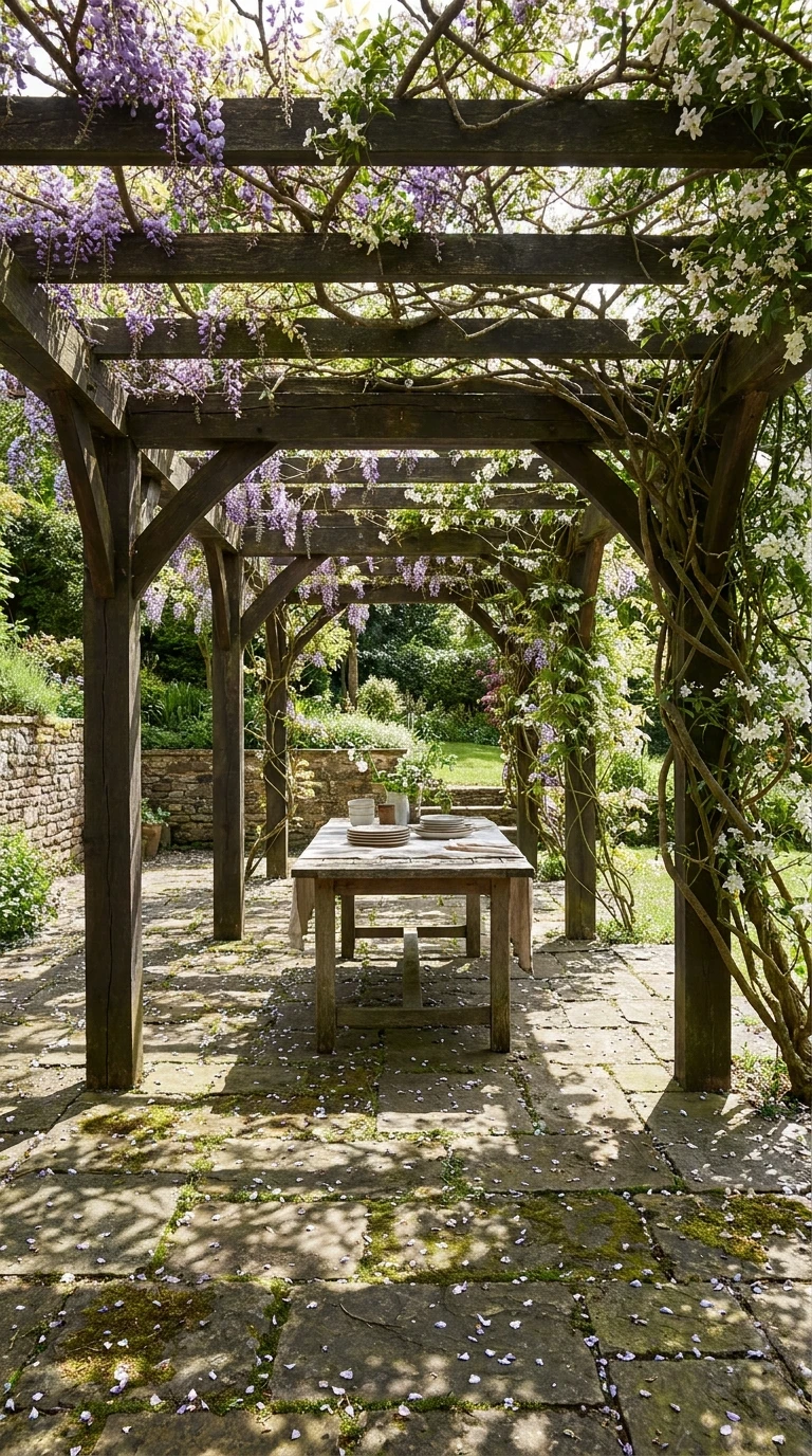 Pergola avec Plantes Grimpantes Intégrées dès la Pose