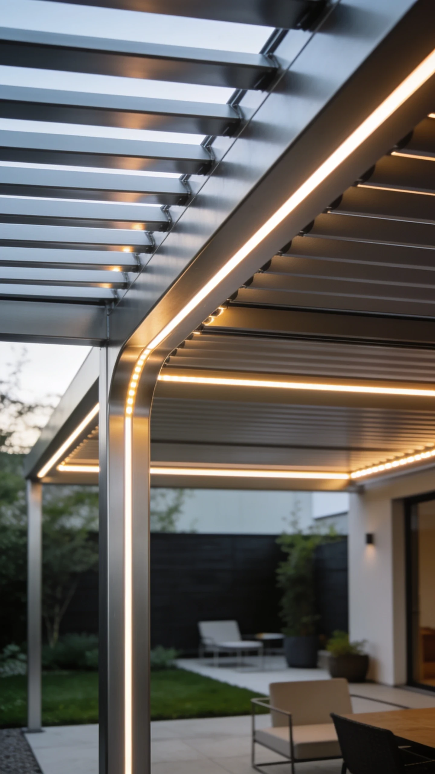 Pergola Bioclimatique avec LED Intégrées dans les Lames