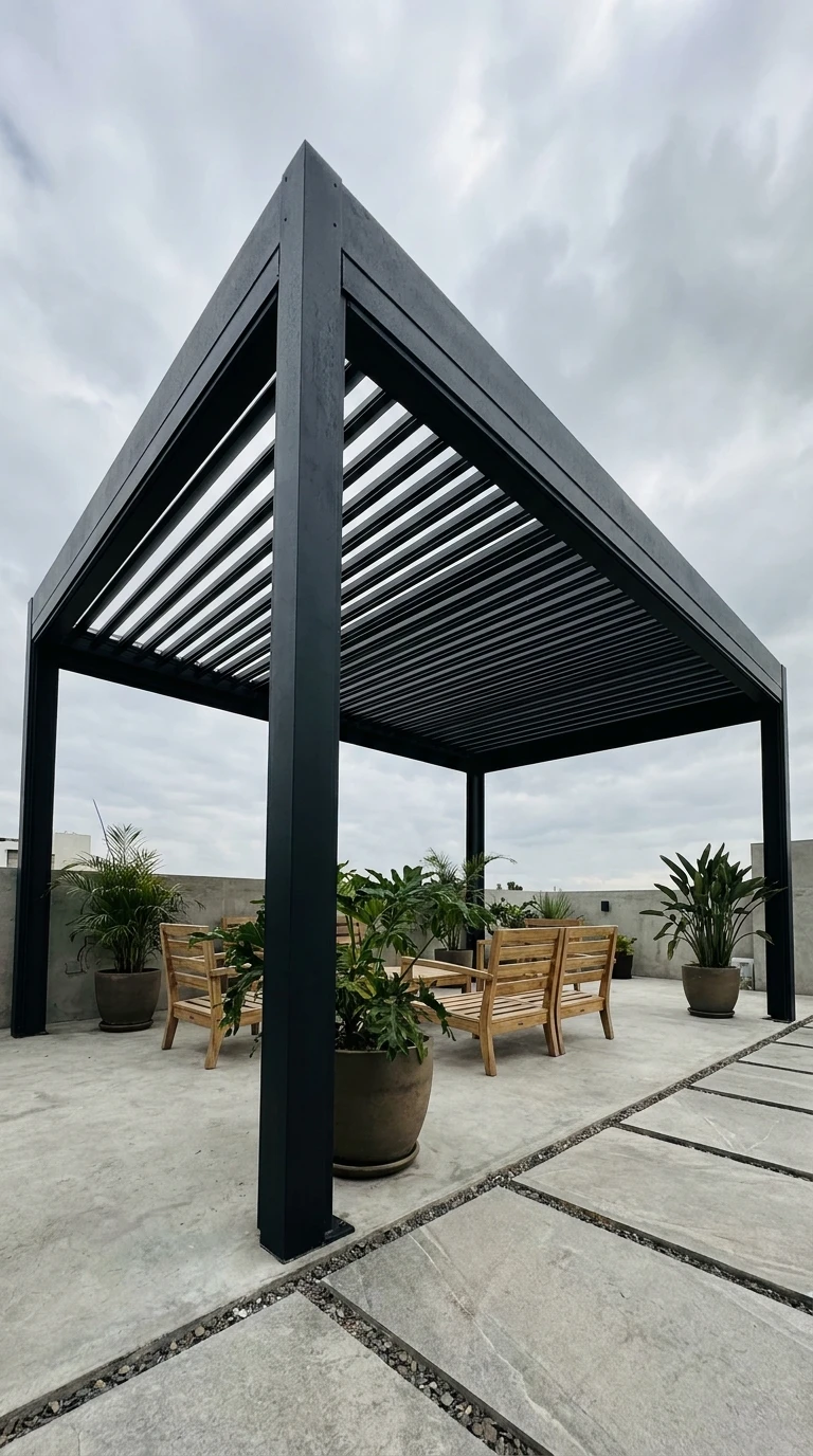 Pergola Bioclimatique Noire - La Pièce Maîtresse