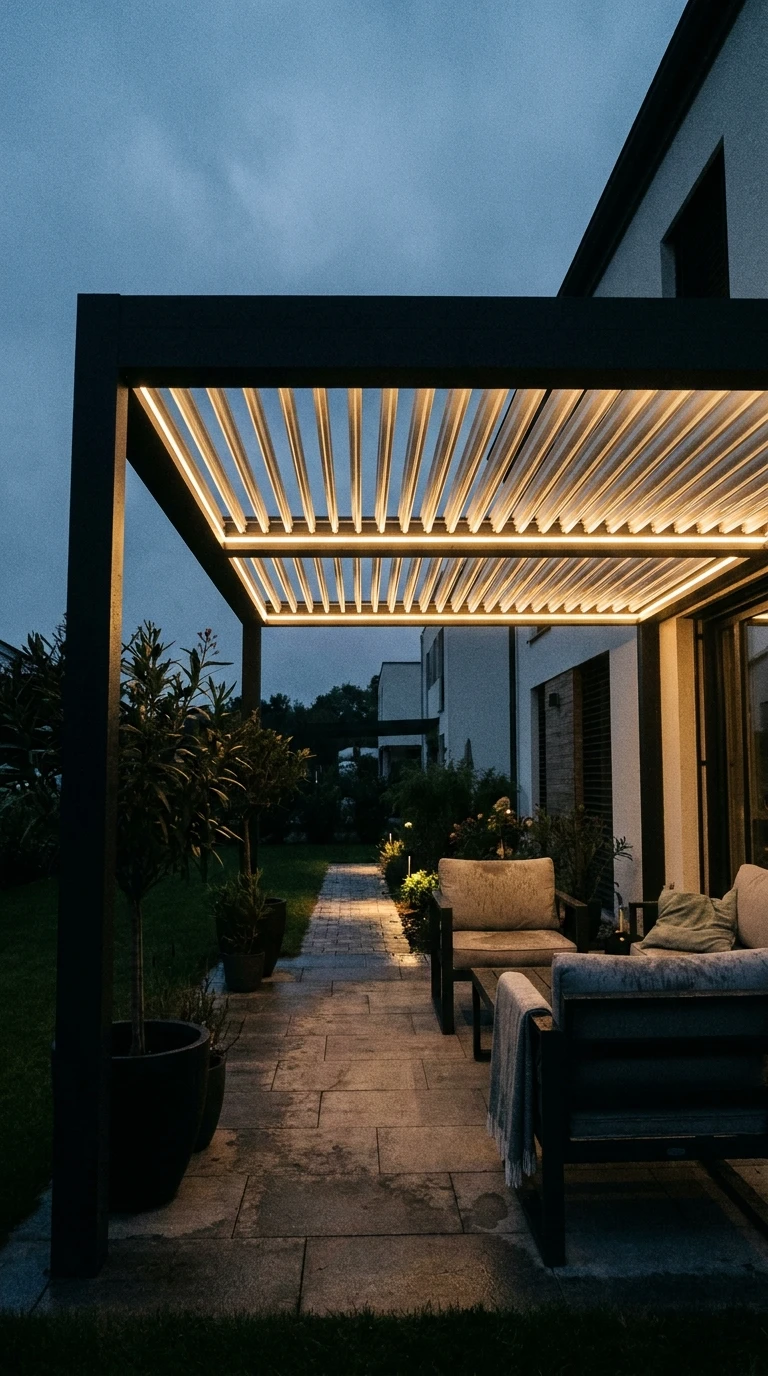 Pergola Bioclimatique Noire Lames LED