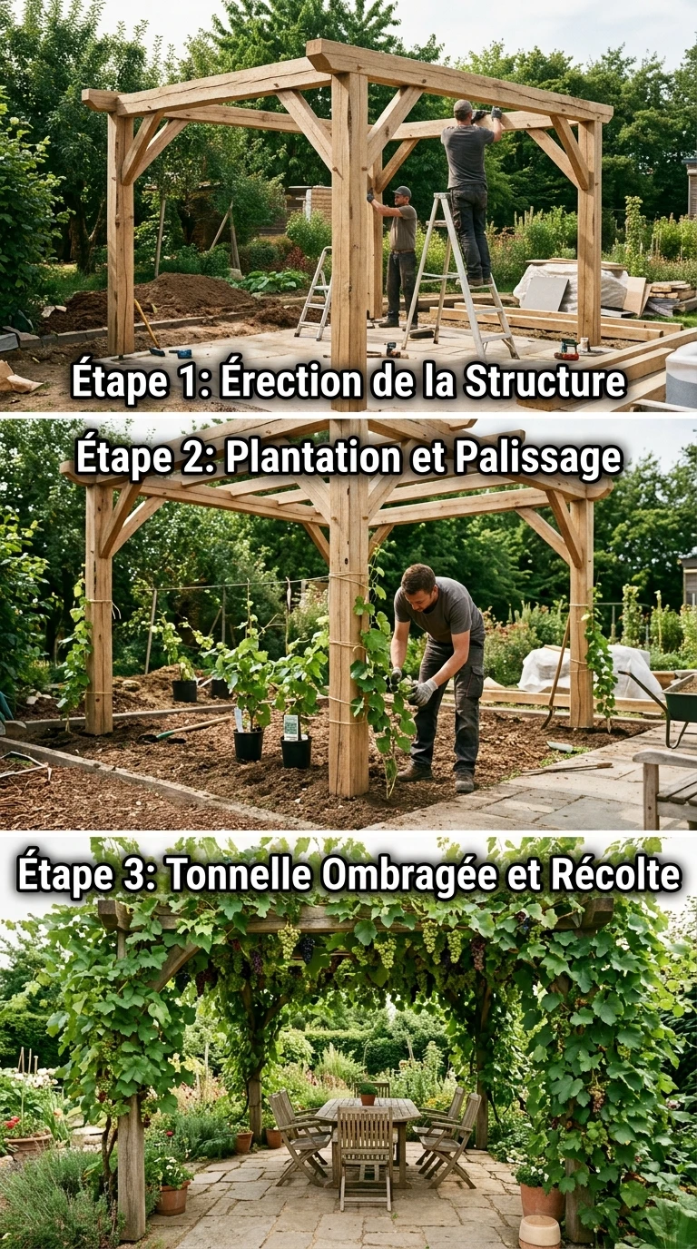Pergola Bois et Vigne Grimpante