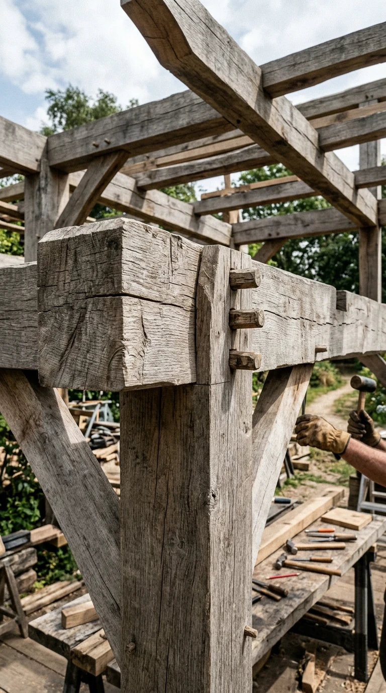 Pergola Chêne Massif 4x4m Tenons et Mortaises