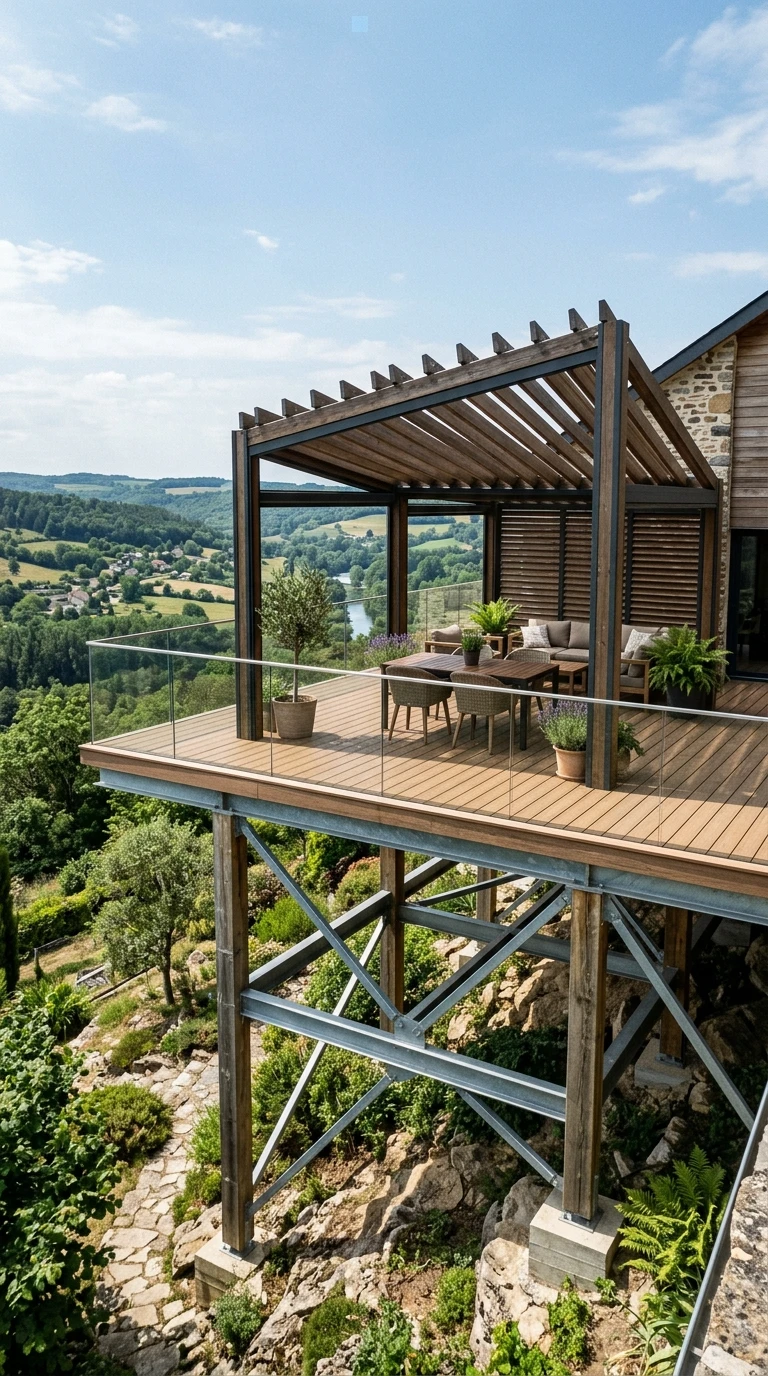 Pergola Plate-Forme sur Pilotis pour Terrasse en Hauteur