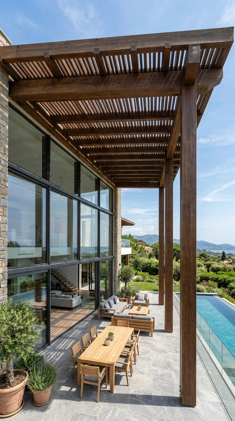 Pergola Terrasse Adossée en Double Hauteur