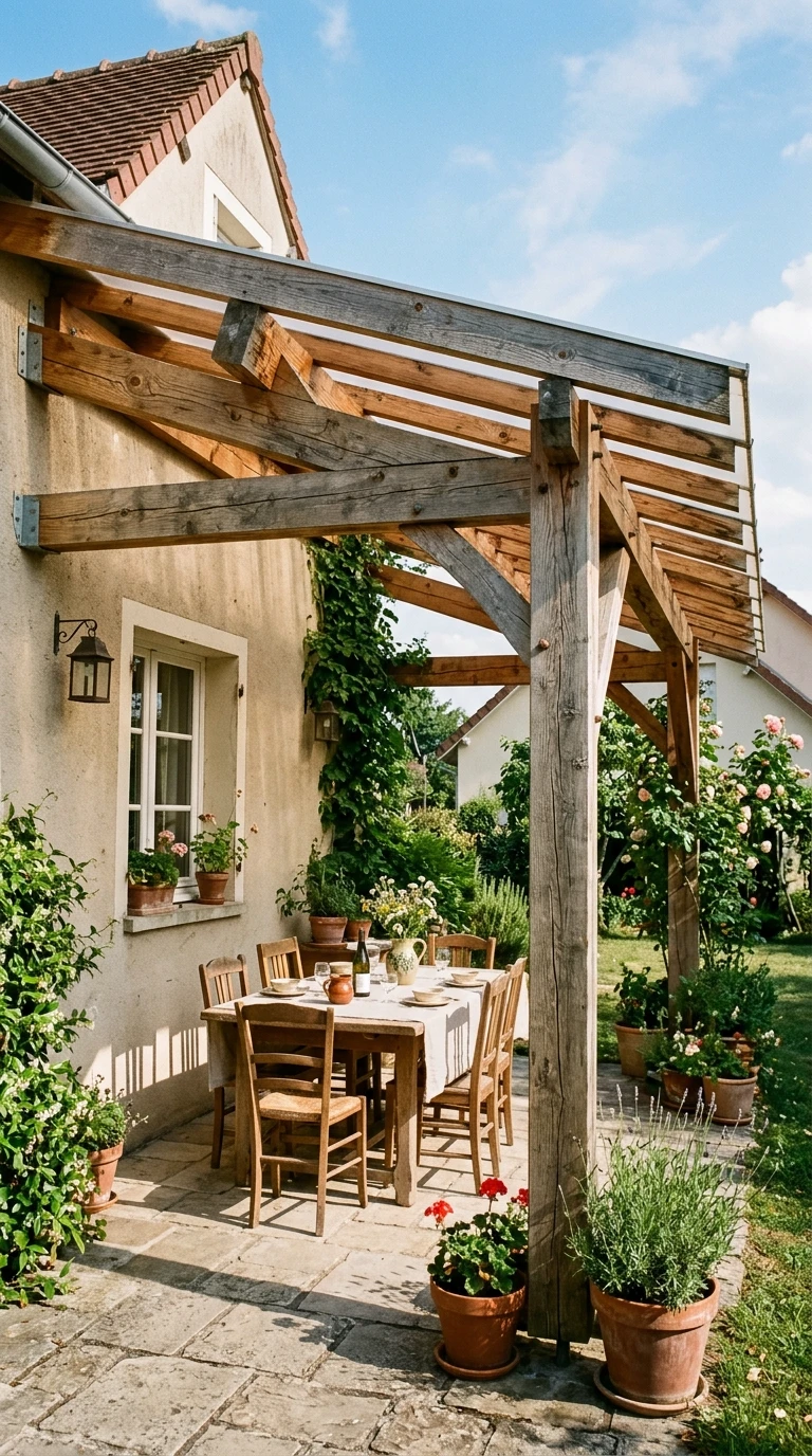 Pergola Terrasse Adossée Toit Monopente en Bois