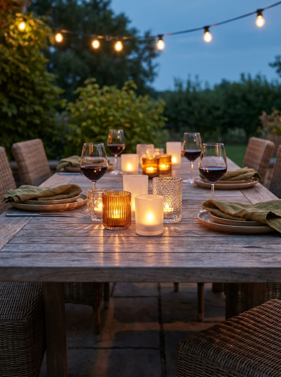 Photophores Groupés sur la Table