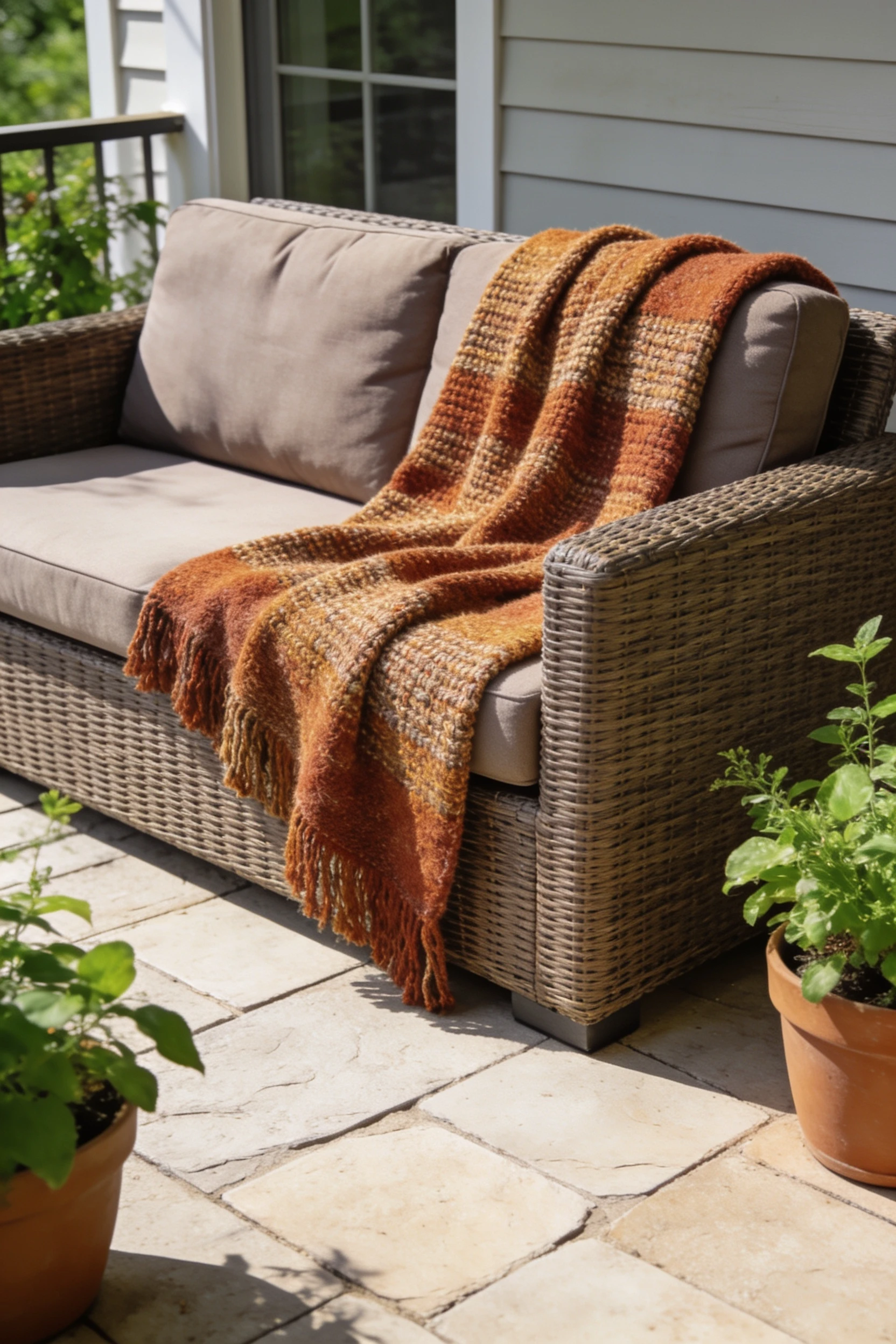 Plaid Outdoor sur le Dossier du Canapé : Le Détail à 25€