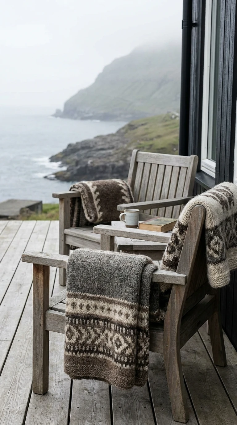 Plaids Laine des Îles Faroé sur Chaque Accoudoir