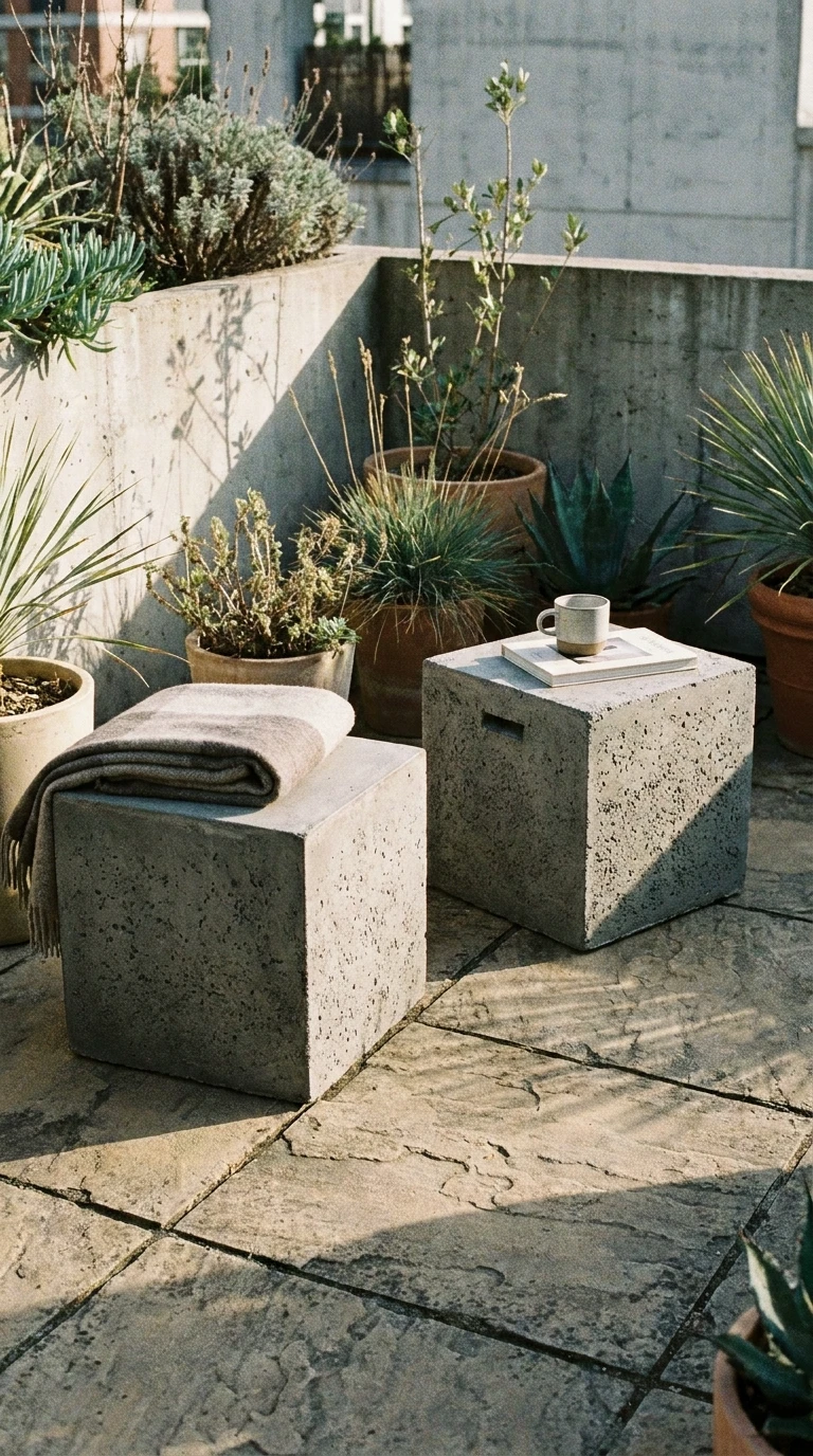 Pouf Cube Béton Fibré Léger