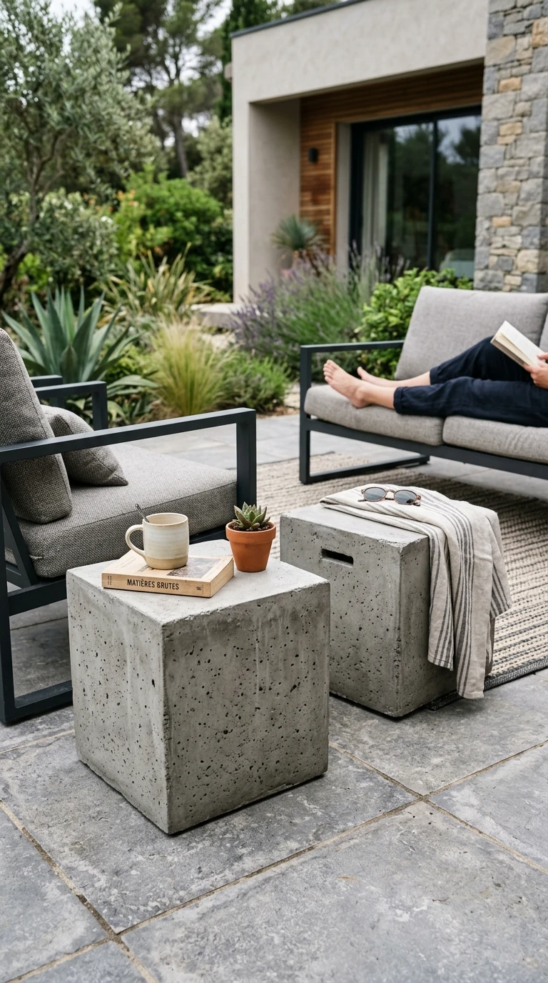 Pouf Cube en Béton Fibré