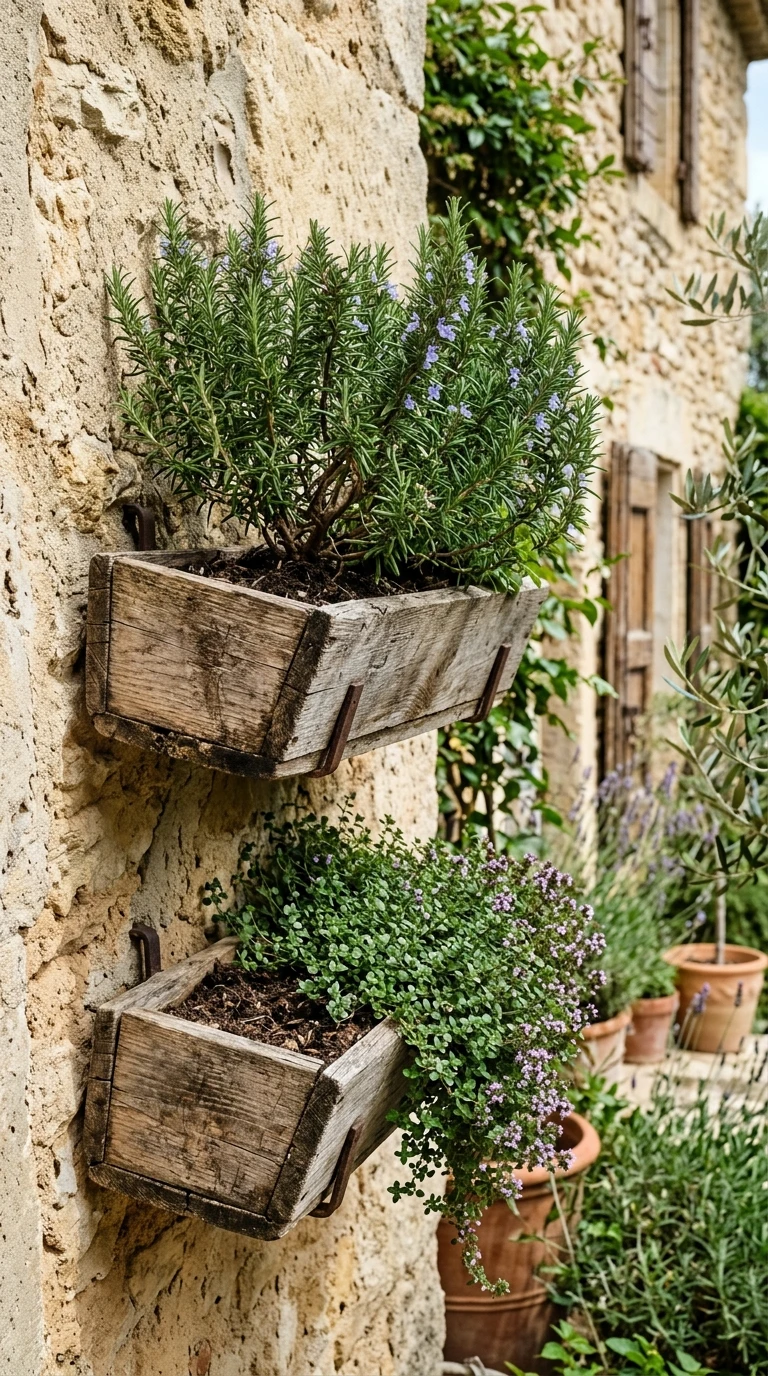 Romarin Rosmarinus Officinalis et Thym en Jardinières Murales