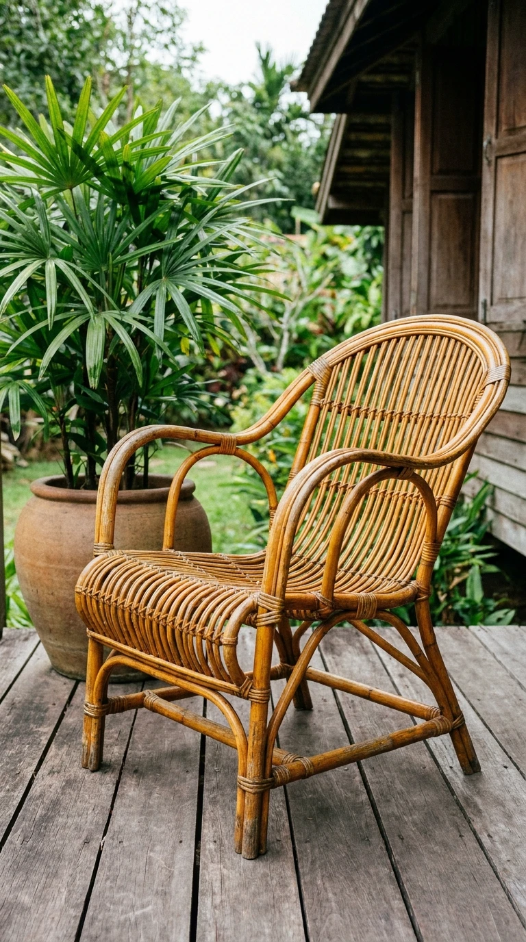 Rotin Naturel Vintage Origine Asie du Sud-Est