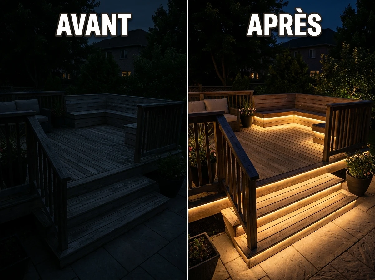 Ruban LED Sous les Lames de Terrasse ou de Banquette