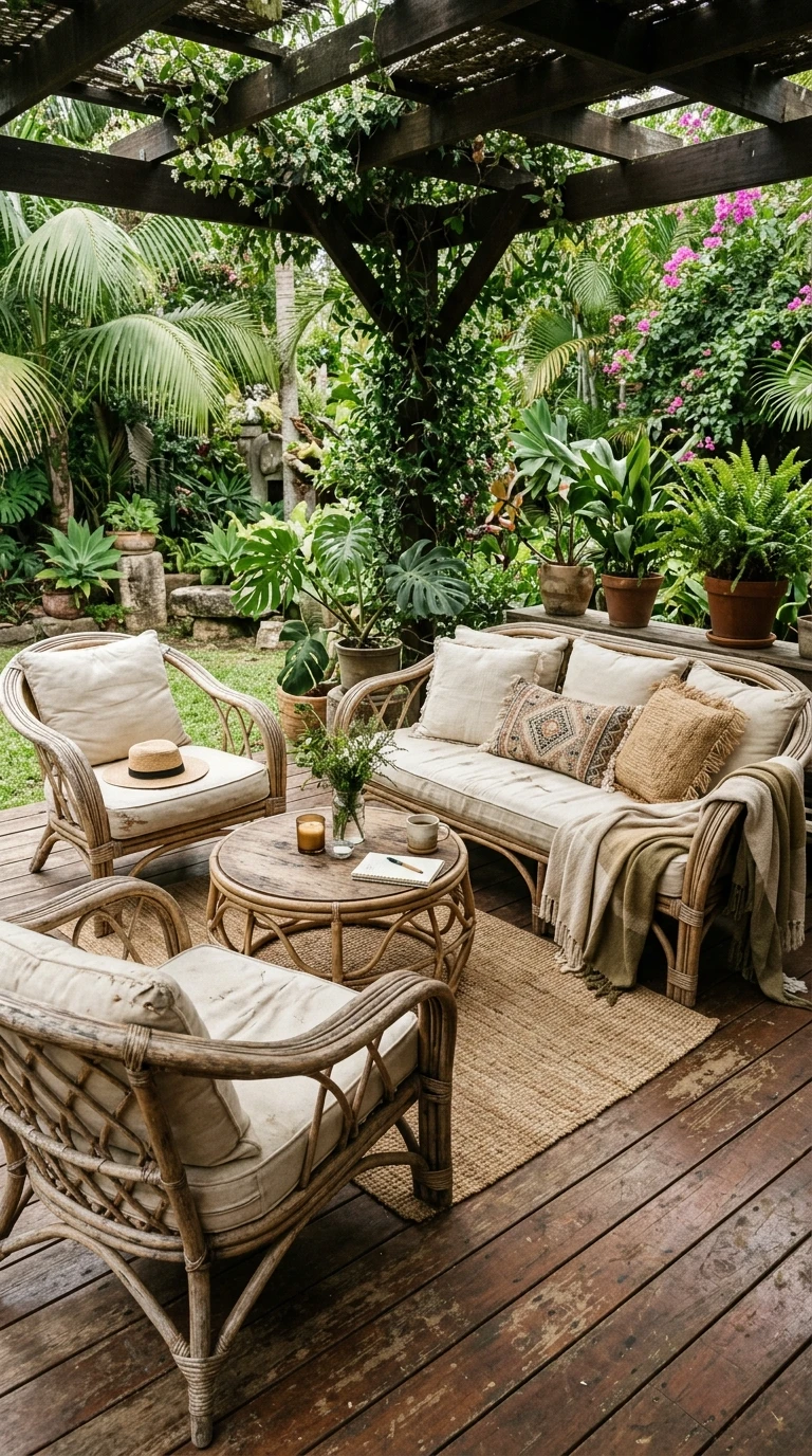 Salon de Jardin en Rotin Naturel