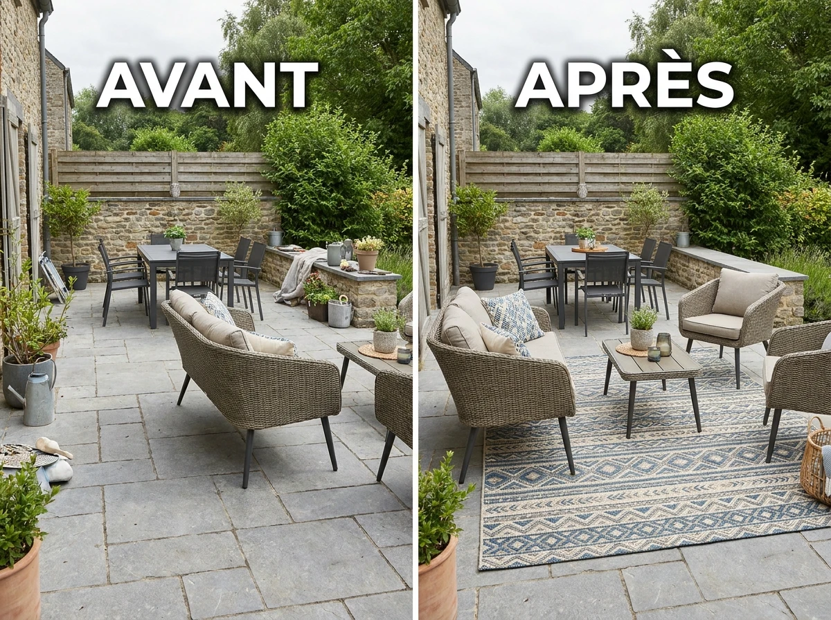 Séparer Repas et Lounge avec un Tapis Extérieur