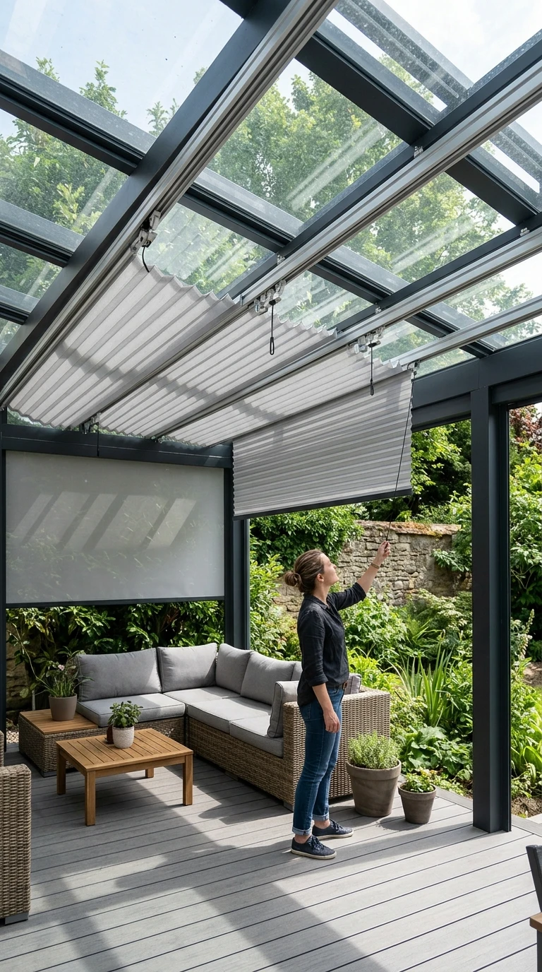 Store Coulissant sur Rails Plafond