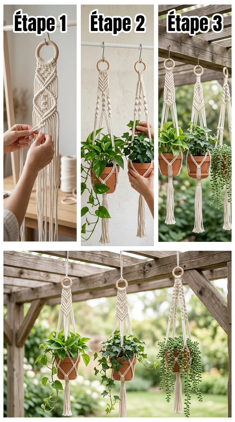 Suspensions Macramé avec Plantes