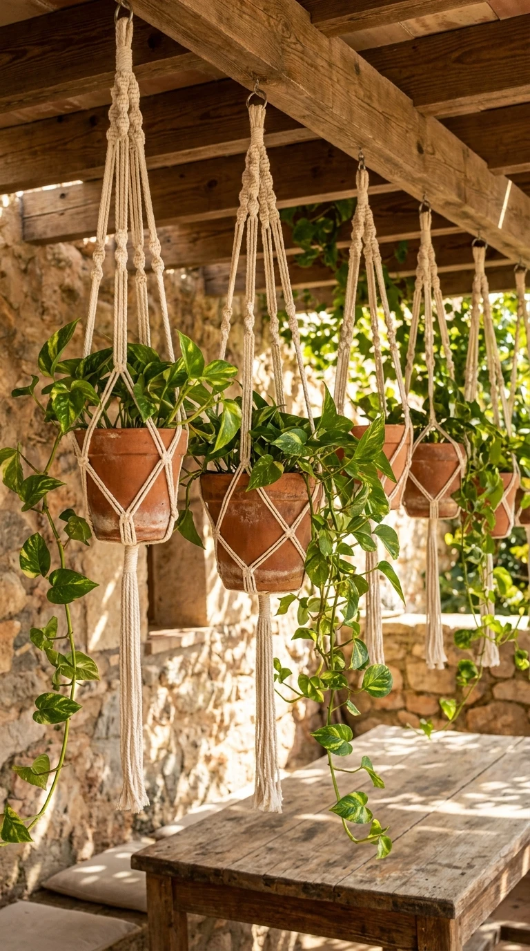 Suspensions Macramé avec Pots Terracotta