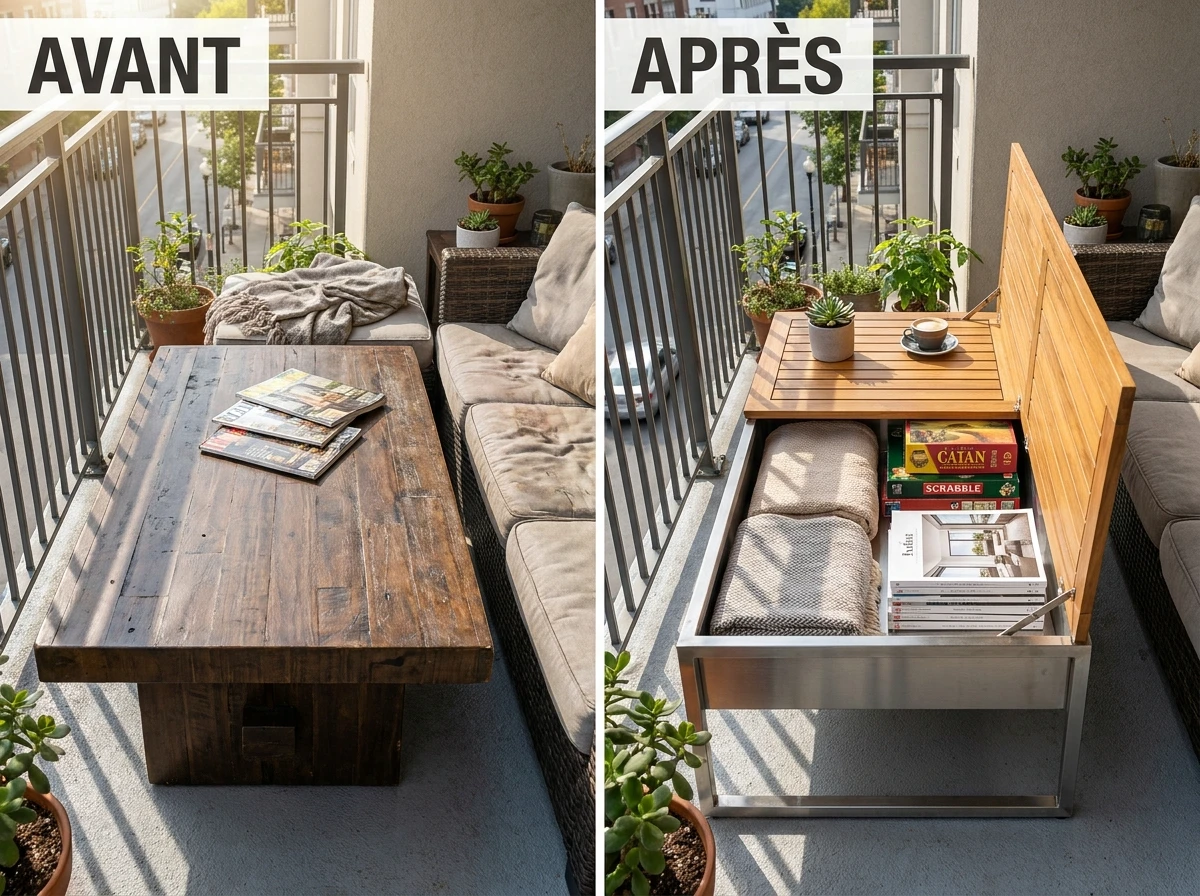 Table Basse avec Rangement sous Plateau