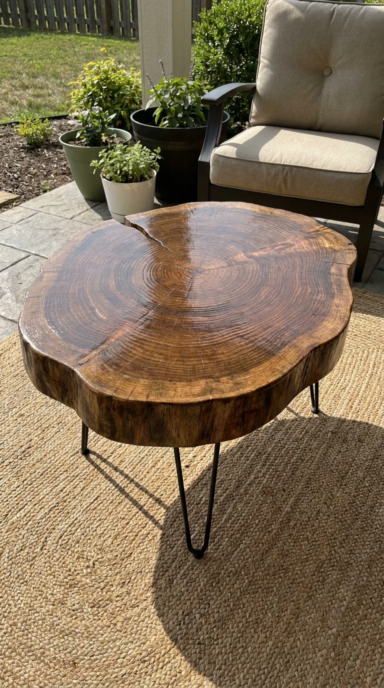 Table Basse Tronc Tranché Laqué
