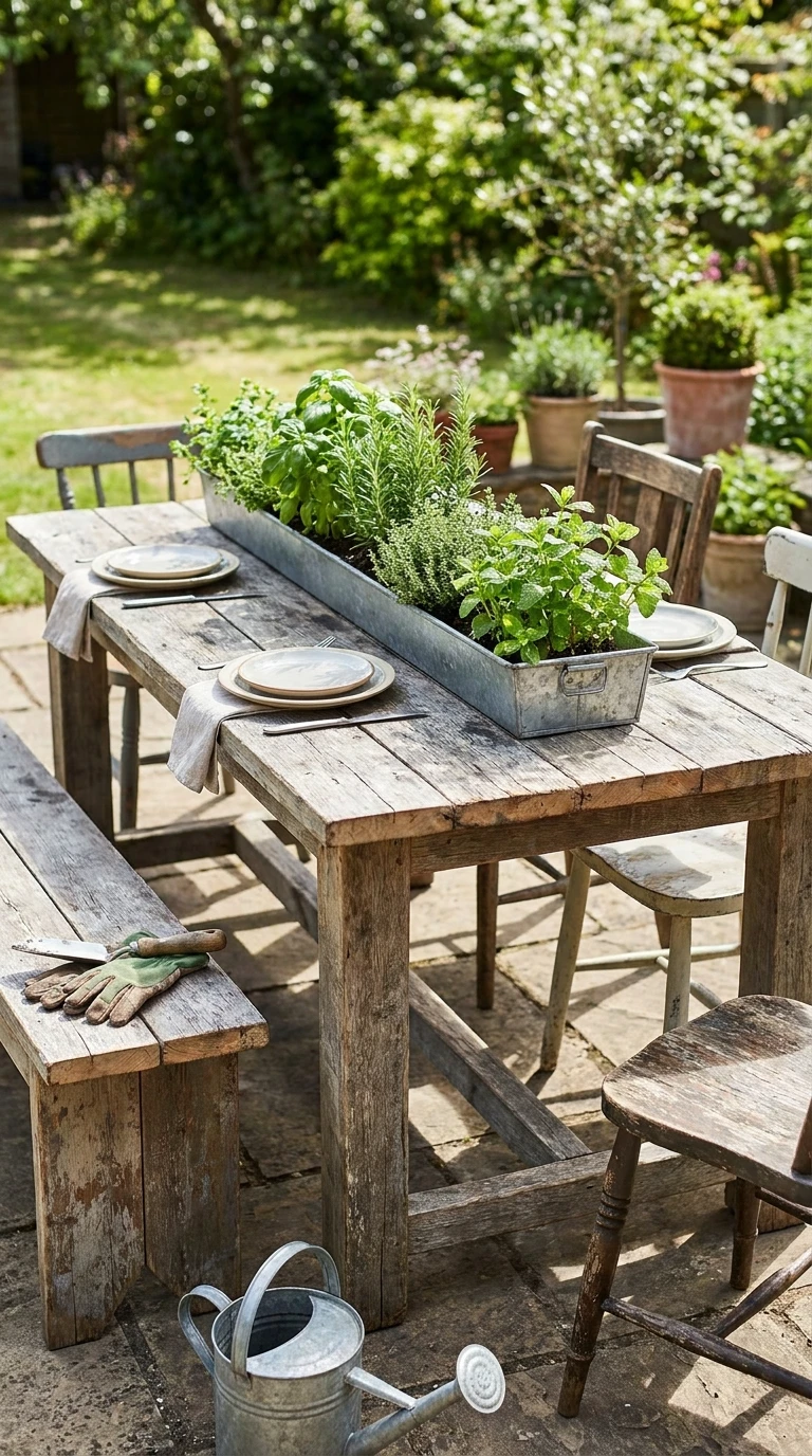 Table de Jardin avec Bac Potager Intégré