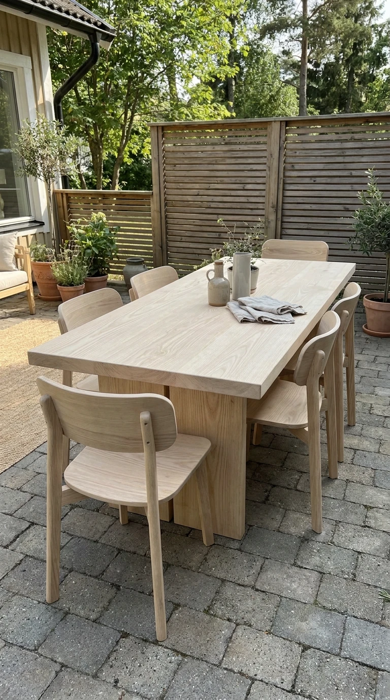 Table et Chaises Bois Massif Clair Design Épuré