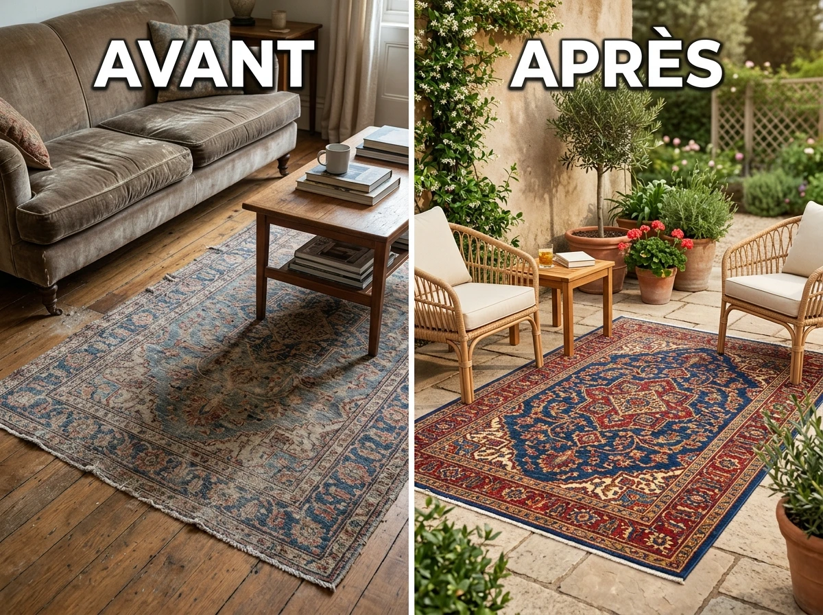 Tapis de Salon Recyclé en Tapis d'Extérieur