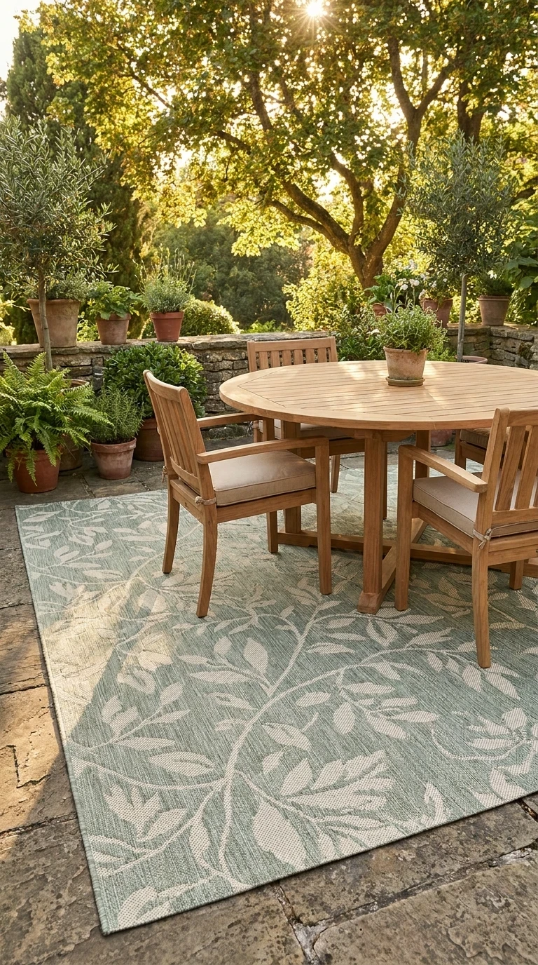 Tapis Extérieur Tissé à Motif Végétal