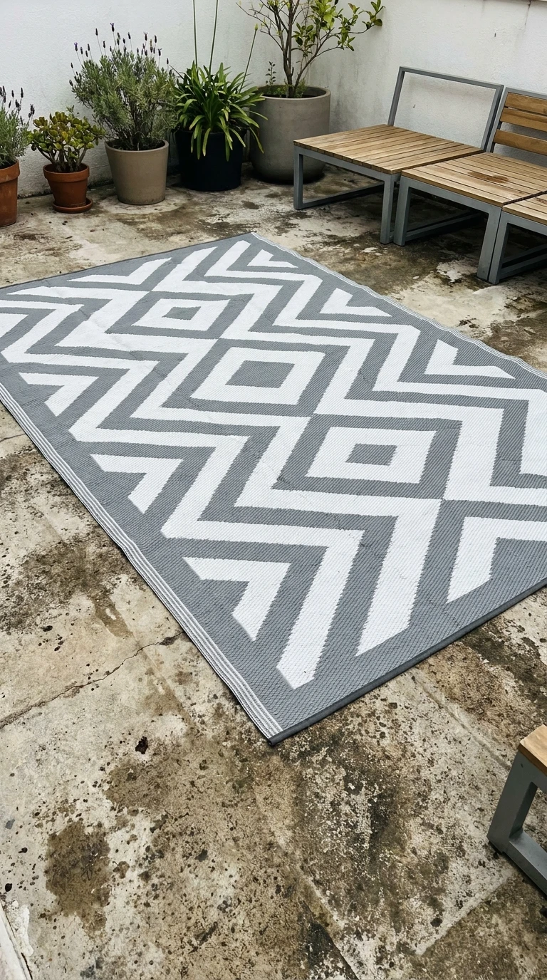 Tapis Géométrique Gris et Blanc 200x300cm