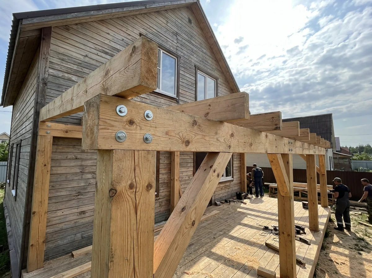 Terrasse Adossée sur Poteaux Bois