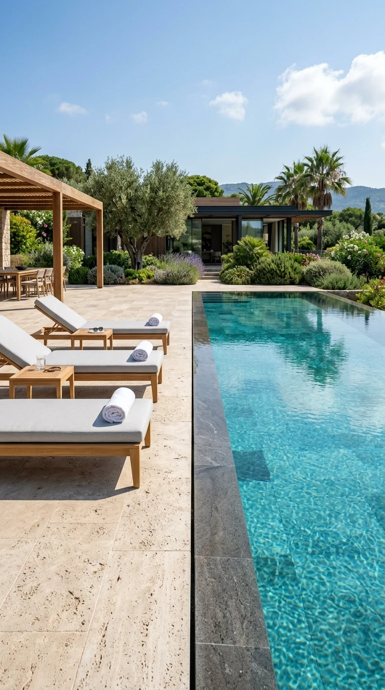 Terrasse en Lien Visuel Direct avec la Piscine