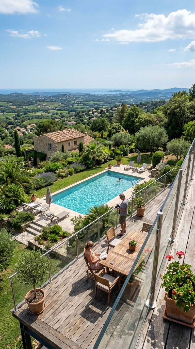 Terrasse Surélevée avec Vue Plongeante sur le Bassin