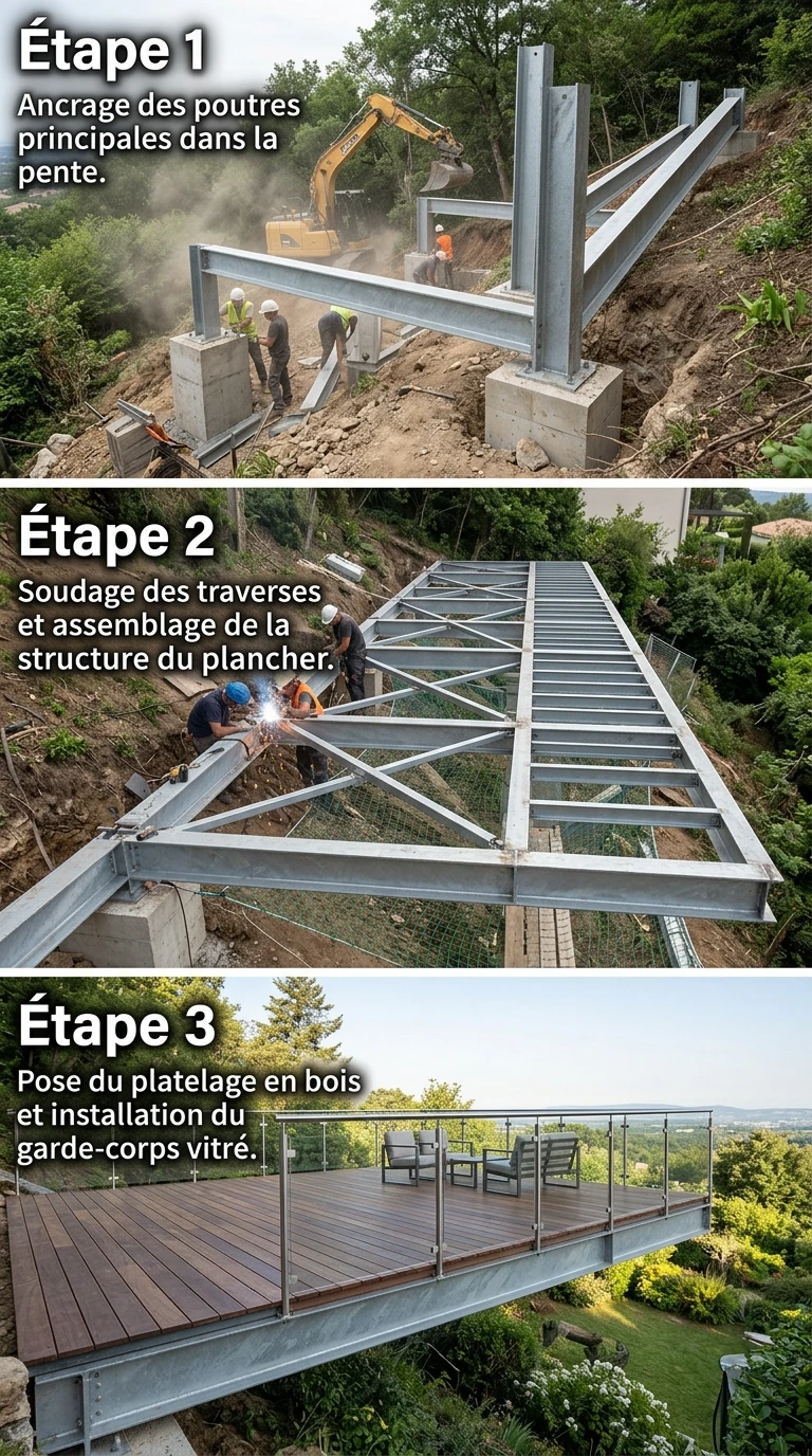 Terrasse Suspendue sur Structure Acier